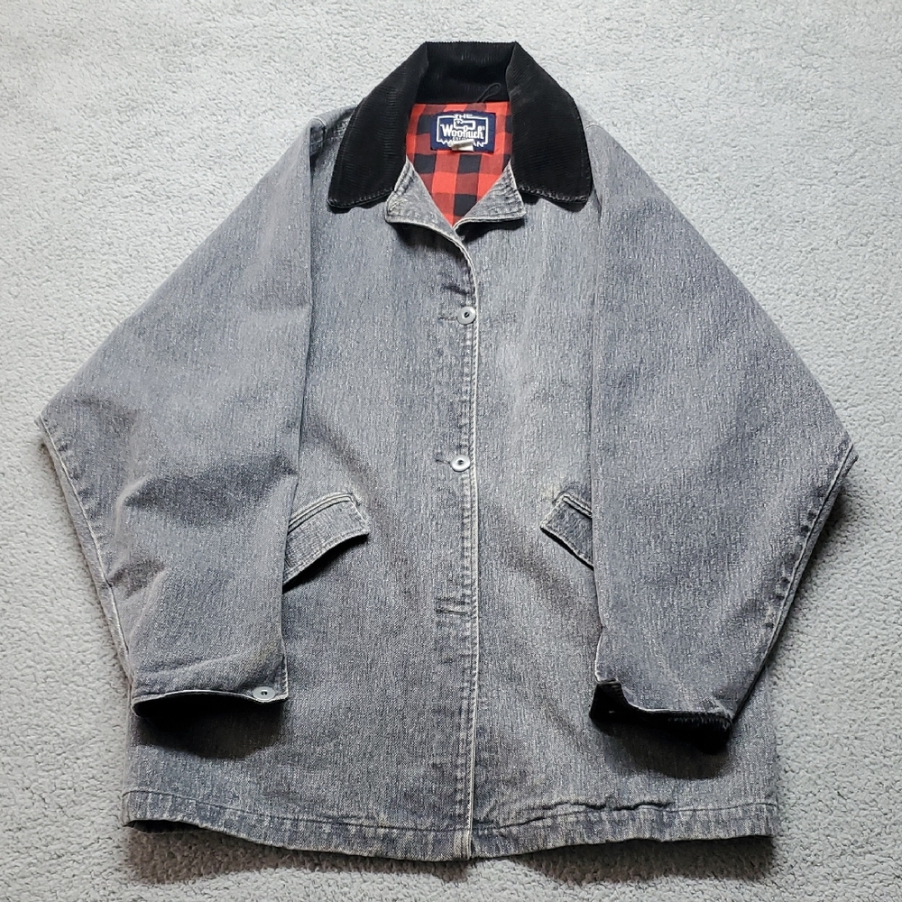 Woolrich Women's Gray Jean Jacket with Black Collar Size M